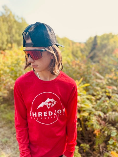 SHREDJOY Snowboarding Long Sleeve Shirt (Unisex sizing - and available in Black, Red and Military Green)