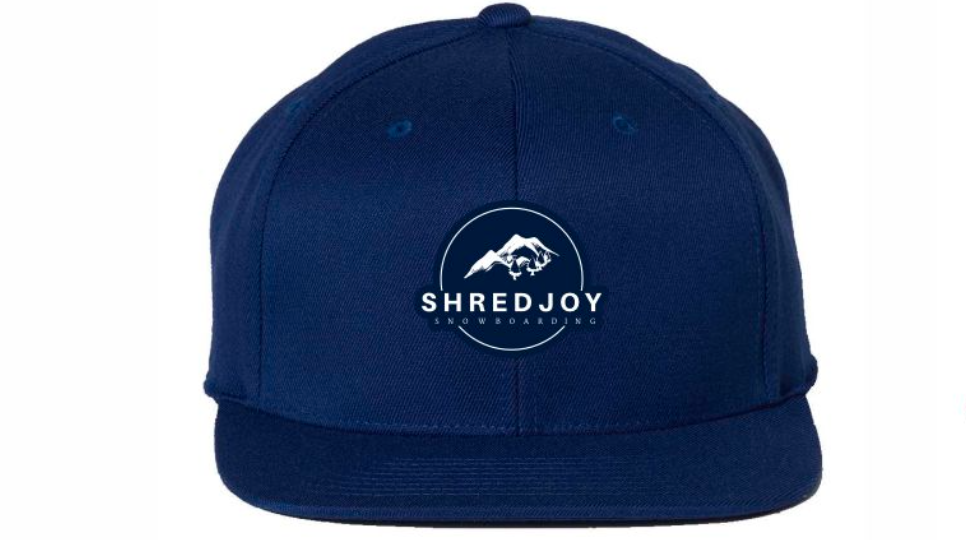 Shredjoy Snowboarding Carve Flat Brim Snap Back Hat (available in Blue and Red)