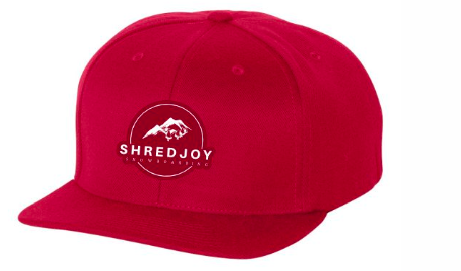 Shredjoy Snowboarding Carve Flat Brim Snap Back Hat (available in Blue and Red)