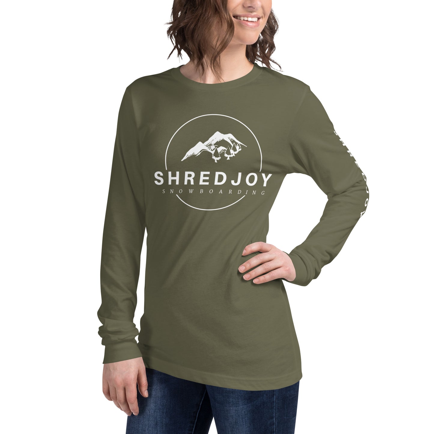 SHREDJOY Snowboarding Long Sleeve Shirt (Unisex sizing - and available in Black, Red and Military Green)